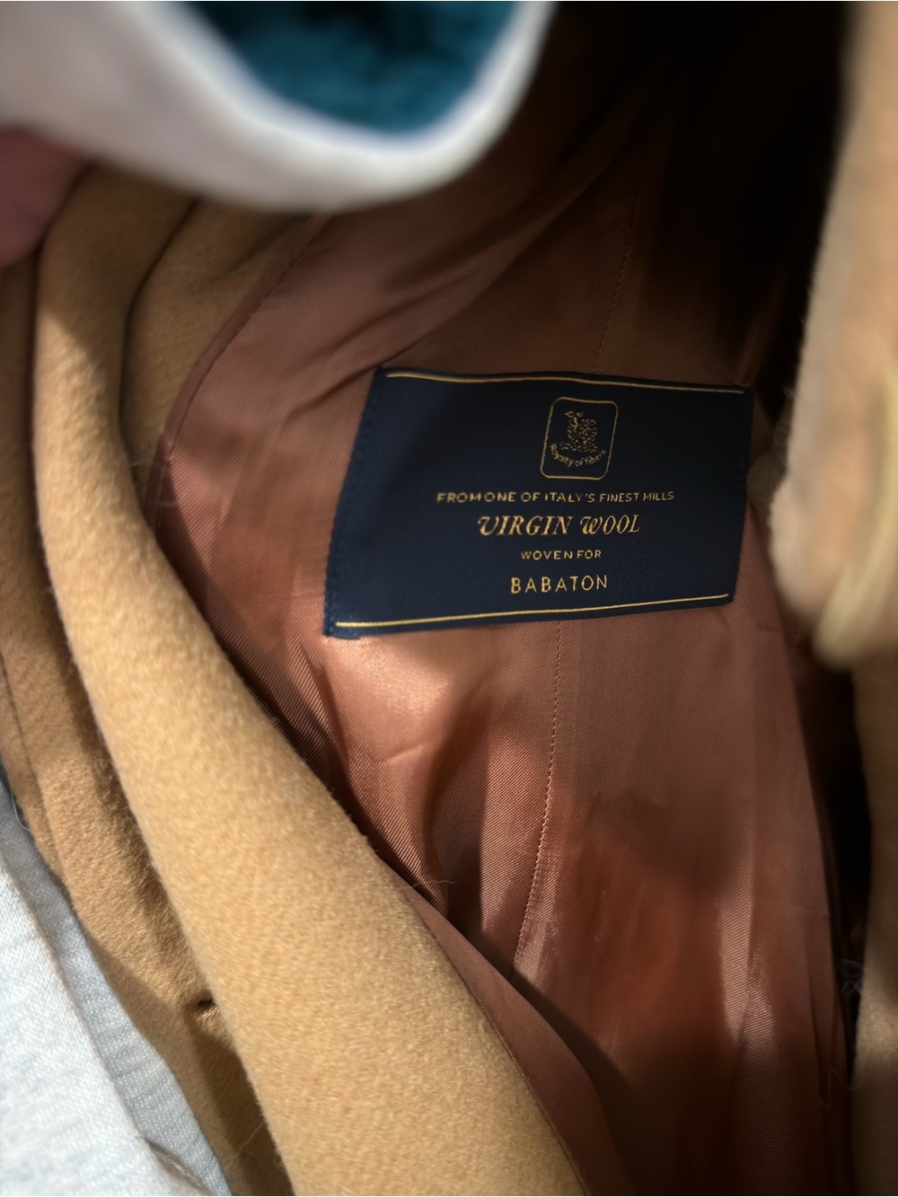 ⁠Aritzia Babaton Cristobal Virgin Wool Belted Coat Camel Shawl Collar Small S⁠ - Picture 5 of 7
